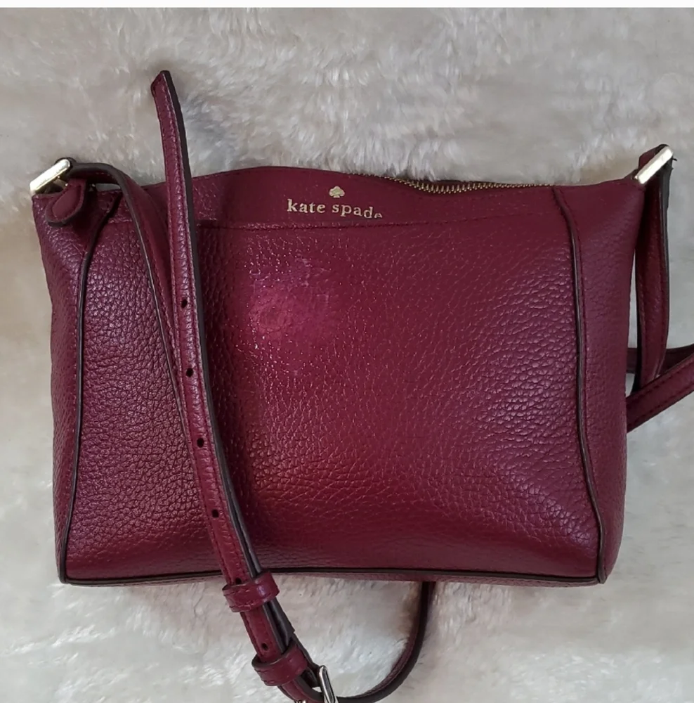 Kate Spade Pebbled Leather Wine/Burgundy Crossbody